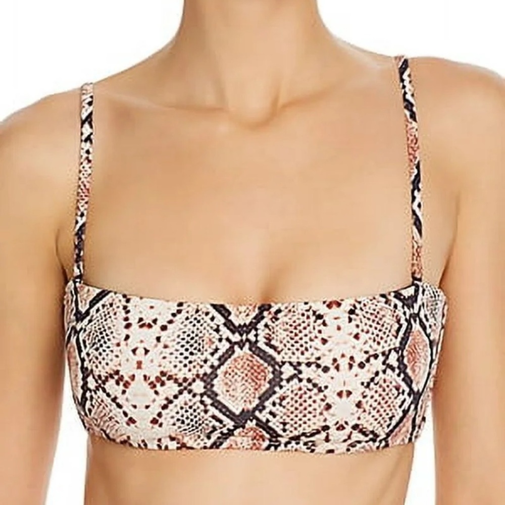 Aqua square neck snakeskin bikini top